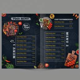 Bi-fold restaurant menu design and print