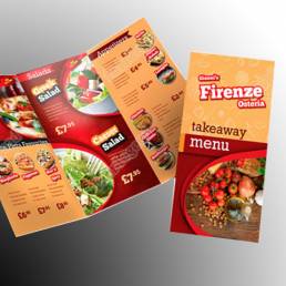 Tri-folded restaurant menu printing