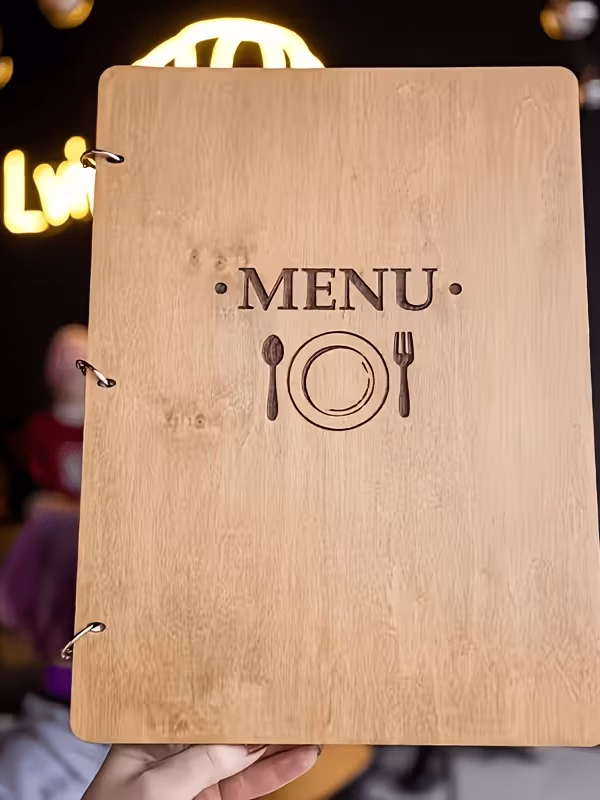 Personalised Wooden Ring-Bound Menu Holder