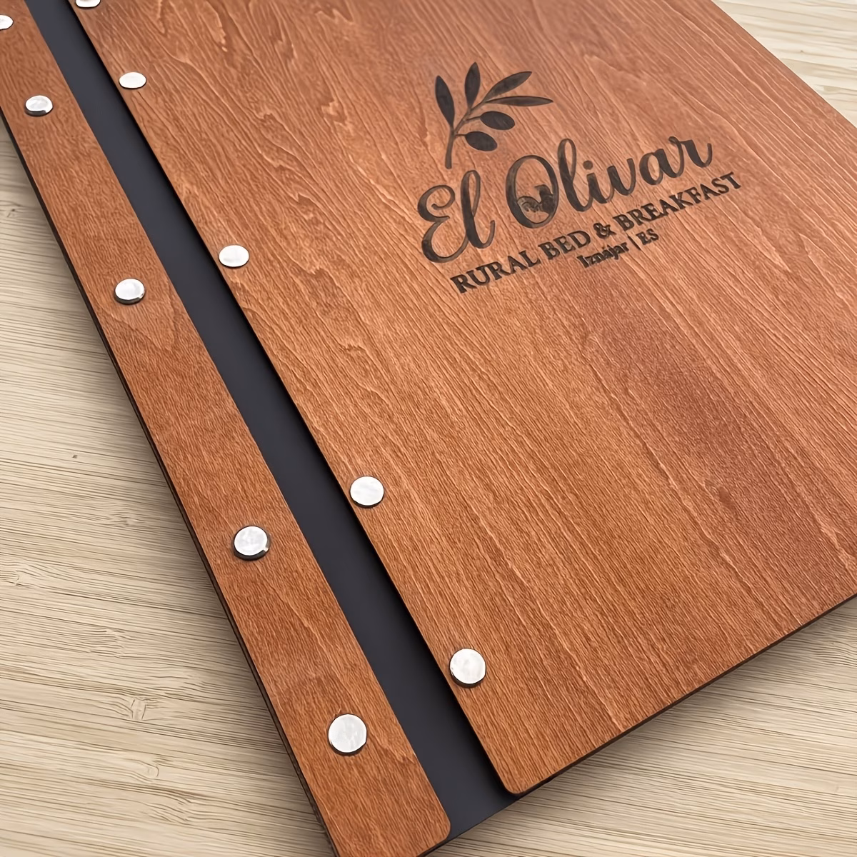 Personalised Wooden Menu Holder with Inner Pages