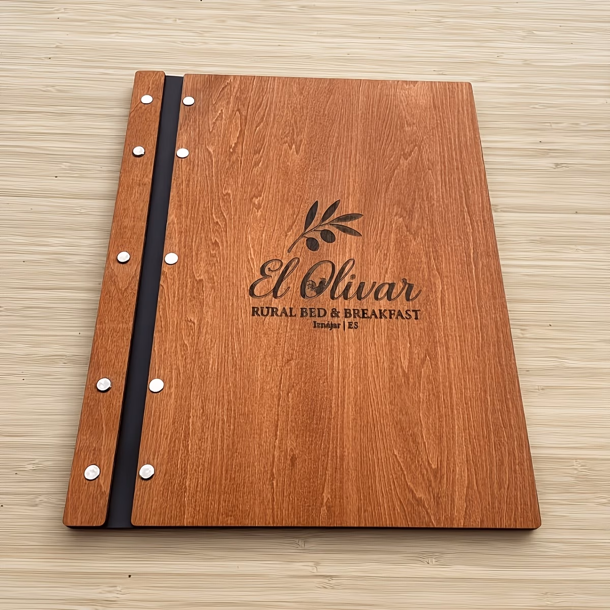 Personalised Wooden Menu Holder with Inner Pages
